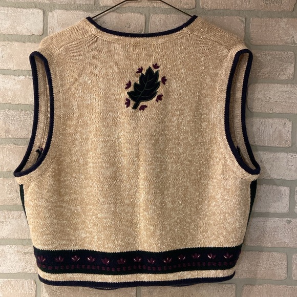Hand Embroidered Fall Leaf Christopher & Banks Sweater Vest - Picture 5 of 15